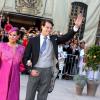 La grande-duchesse Maria Teresa de Luxembourg et son fils le Prince Felix - Arrivées des invités au mariage du prince Felix de Luxembourg et de la princesse Claire en la basilique Sainte Marie-Madeleine de Saint-Maximin-La-Sainte-Baume, le 21 septembre 2013.