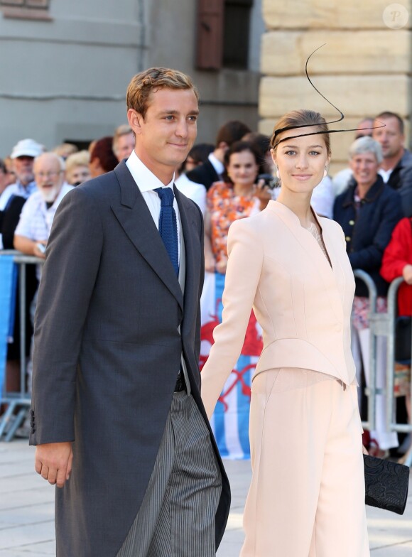Pierre Casiraghi et Beatrice Borromeo - Arrivées des invités au mariage du prince Felix de Luxembourg et de la princesse Claire en la basilique Sainte Marie-Madeleine de Saint-Maximin-La-Sainte-Baume, le 21 septembre 2013.
