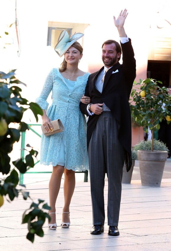 Le grand-duc héritier Guillaume de Luxembourg et la princesse Stéphanie - Arrivées des invités au mariage du prince Felix de Luxembourg et de la princesse Claire en la basilique Sainte Marie-Madeleine de Saint-Maximin-La-Sainte-Baume, le 21 septembre 2013.
