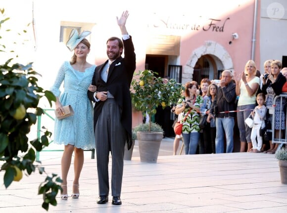 Le grand-duc héritier Guillaume de Luxembourg et la princesse Stéphanie - Arrivées des invités au mariage du prince Felix de Luxembourg et de la princesse Claire en la basilique Sainte Marie-Madeleine de Saint-Maximin-La-Sainte-Baume, le 21 septembre 2013.