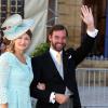 Le grand-duc héritier Guillaume de Luxembourg et la princesse Stéphanie - Arrivées des invités au mariage du prince Felix de Luxembourg et de la princesse Claire en la basilique Sainte Marie-Madeleine de Saint-Maximin-La-Sainte-Baume, le 21 septembre 2013.
