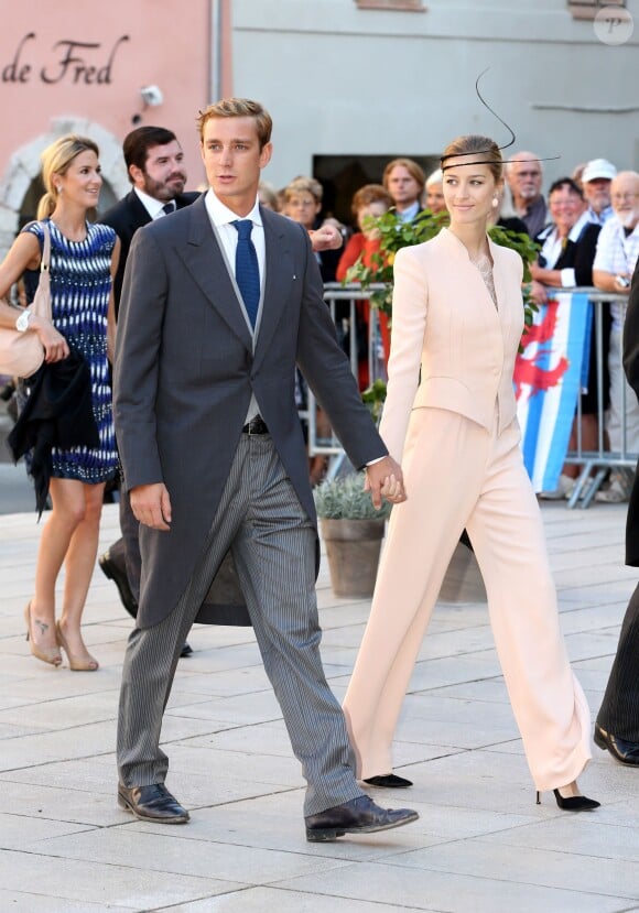 Pierre Casiraghi et Beatrice Borromeo - Arrivées des invités au mariage du prince Felix de Luxembourg et de la princesse Claire en la basilique Sainte Marie-Madeleine de Saint-Maximin-La-Sainte-Baume, le 21 septembre 2013.