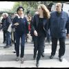 Rachida Dati et Nathalie Kosciusko-Morizet lors d'une sortie dans le VIIe arrondissement de Paris au pied de la Tour Eiffel dans le cadre de la campagne électorale pour la mairie de Paris, le 19 septembre 2013