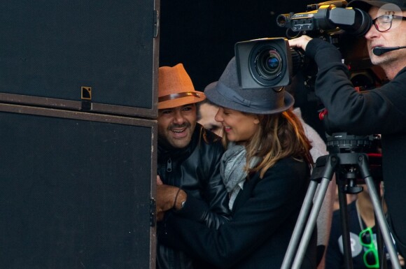 Exclusif - Jamel Debbouze et Melissa Theuriau à la Fête de l'Humanite à La Courneuve le 15 septembre 2013.