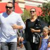 Heidi Klum avec son petit ami Martin Kristen et ses enfants en pleine séance de shopping à Los Angeles, le 21 septembre 2013.