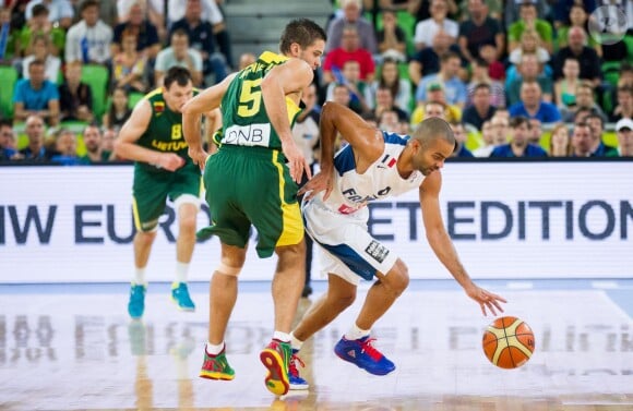 Tony Parker lors de la finale de l'Eurobasket remportée par la France face à la Lituanie (80-66), à Ljubjana, le 22 septembre 2013