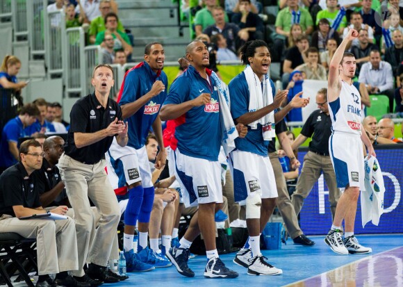 Les Bleus lors de la finale de l'Eurobasket remportée par la France face à la Lituanie (80-66), à Ljubjana, le 22 septembre 2013
