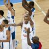 Les Bleus après la finale de l'Eurobasket remportée par la France face à la Lituanie (80-66), à Ljubjana, le 22 septembre 2013