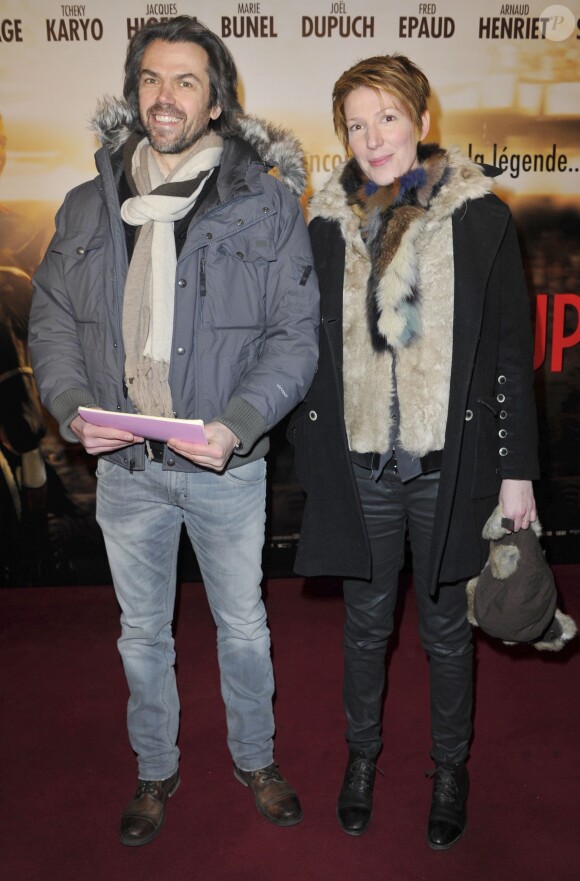 Aymeric Caron et Natacha Polony chroniqueurs de Laurent Ruquier. Le 26 février 2013 à Paris.