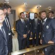 Sebastian Giovinco, Andrea Pirlo, Simone Pepe, Giorgio Chiellini, Marco Motta et Federico Peluso lors de l'inauguration d'une boutique Trussardi à Turin, le 26 septembre 2013