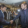 Antonio Conte et Tomaso Trussardi lors de l'inauguration d'une boutique Trussardi à Turin, le 26 septembre 2013