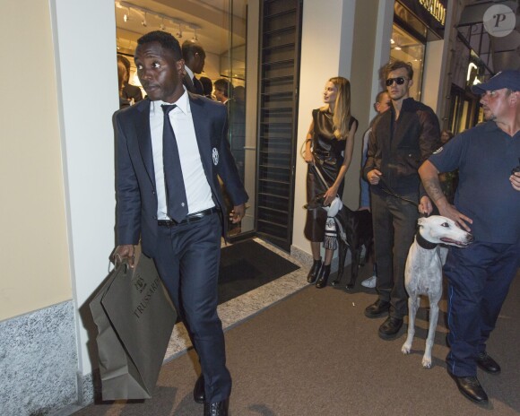 Kwadwo Asamoah lors de l'inauguration d'une boutique Trussardi à Turin, le 26 septembre 2013