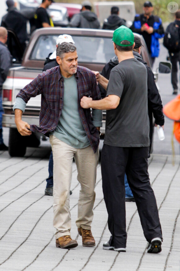George Clooney sur le tournage de Tomorrowland à Vancouver le 16 septembre 2013