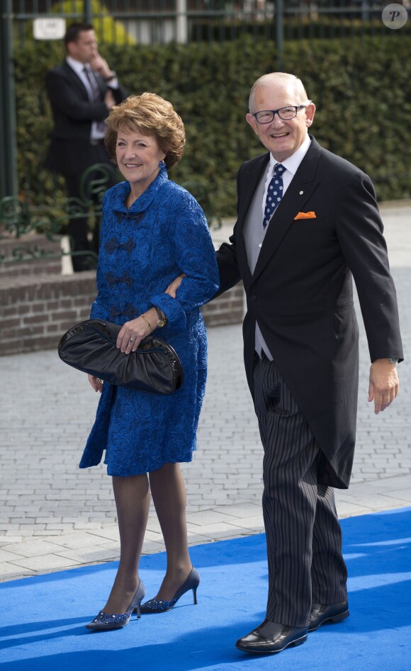 La princesse Margriet et Pieter van Vollenhoven au mariage du prince Jaime de Bourbon-Parme et Viktoria Cservenyak, le 5 octobre 2013 en l'église Notre-Dame de l'Assomption à Apeldoorn (centre des Pays-Bas).