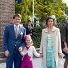 Le prince Pieter-Christiaan et la princesse Anita avec leur fille Emma au mariage du prince Jaime de Bourbon-Parme et Viktoria Cservenyak, le 5 octobre 2013 en l'église Notre-Dame de l'Assomption à Apeldoorn (centre des Pays-Bas).