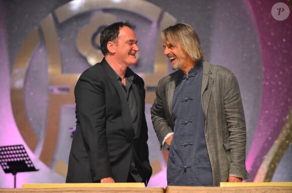 Quentin Tarantino et Jeremy Irons lors du dîner de bienvenue des Huading Awards à Macao, le 6 octobre 2013.
