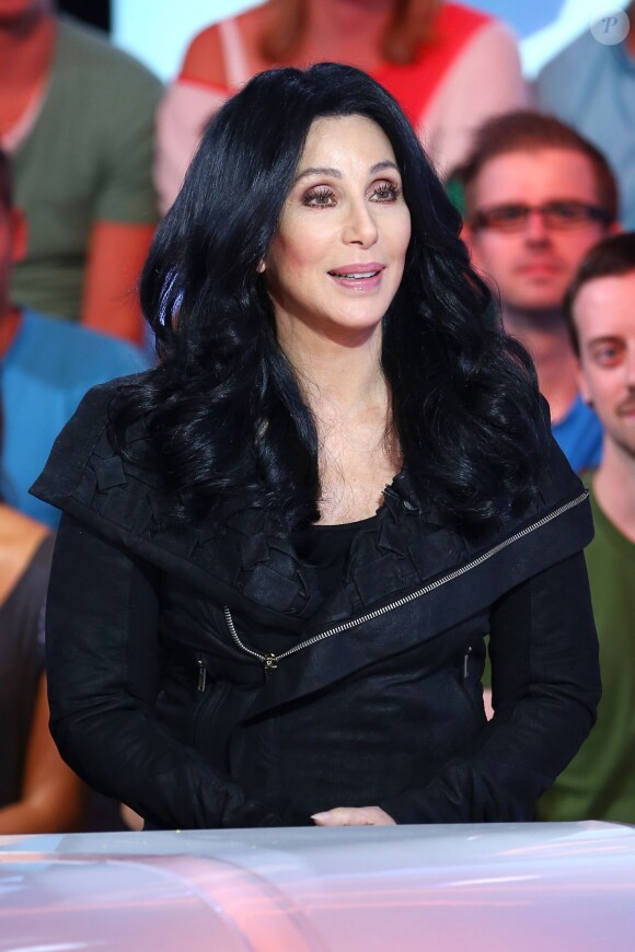 Exclusif - Cher et Marianne James invitées de l'émission "Touche pas mon poste", lors de l'enregistrement à Paris, le 10 octobre 2013.