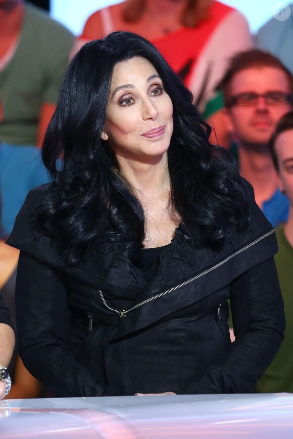 Exclusif - Cher et Marianne James invitées de l'émission "Touche pas mon poste", lors de l'enregistrement à Paris, le 10 octobre 2013.