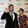 Eric Cantona et sa femme Rachida Brakni lors de la cérémonie du Golden Foot Award à Monaco, le 17 Avril 2012