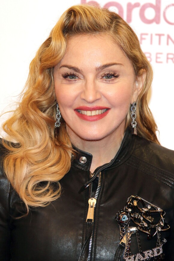 Madonna lors de l'ouverture du "Hard Candy Fitness" à Berlin, le 17 octobre 2013.