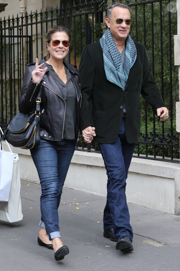 Tom Hanks et sa femme Rita Wilson à Paris le 12 ocotbre 2013