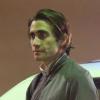Jake Gyllenhaal sur le tournage du film "Nightcrawler" à Studio City, le 21 octobre 2013.