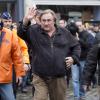 L'acteur Gérard Depardieu a donné le depart du rallye de Condroz à Huy en Belgique, le 1er novembre 2013.
