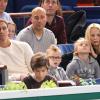 Zlatan Ibrahimovic, avec sa femme Helena Seger et leurs deux fils Maximilian, 7 ans, et Vincent, 5 ans, assistaient le 2 novembre 2013 à la demi-finale entre Novak Djokovic et Roger Federer au BNP Paribas Masters de Paris-Bercy.