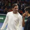 Zlatan Ibrahimovic et Novak Djokovic ont offert un show inattendu au public du Masters de Paris-Bercy à l'issue de la demi-finale victorieuse du Serbe face à Roger Federer, le 2 novembre 2013.