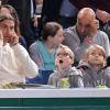 Zlatan Ibrahimovic, sa femme Helena et leurs fils Maximilian (7 ans) et Vincent (5 ans) assistaient en famille à la demi-finale Djokovic-Federer au Masters de Paris-Bercy le 2 novembre 2013