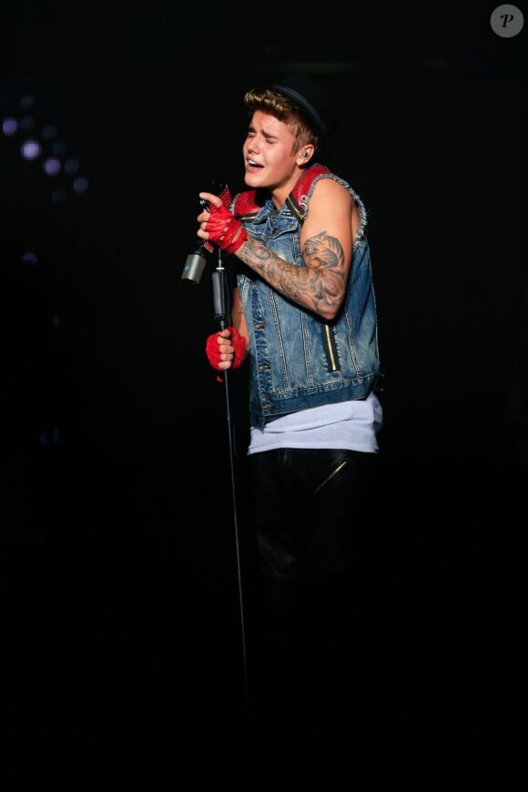 Justin Bieber en concert à Shanghai, le 5 octobre 2013.