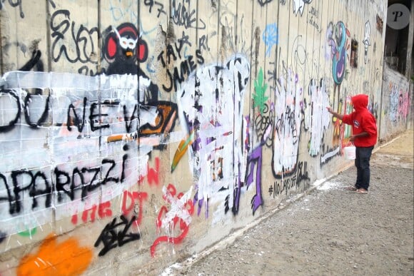 Justin Bieber a peint des graffitis sur ce mur d'un hôtel désaffecté de Rio de Jainero, novembre 2013.