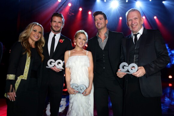Anastacia, David Beckham, Kylie Minogue, Robin Thicke et Jean Paul Gaultier au gala "GQ Men of the Year Awards" à Berlin, le 7 novembre 2013.
