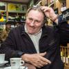 Gérard Depardieu en Russie à Moscou dans une boutique de vin le 5 novembre 2013