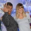 Nagui et sa femme, la jolie Melanie Page, découvrent le Noël Enchanté de Disneyland Paris, le 9 novembre 2013.