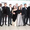 Idris Elba, Chris Hemsworth, Kat Dennings, Natalie Portman, Stellan Skarsgard, Christopher Eccleston et Tom Hiddleston lors de l'avant-première de Thor - Le Monde des ténèbres le 22 octobre 2013 à Londres