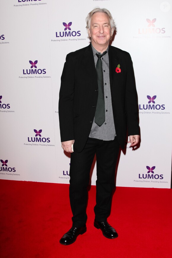 Alan Rickman lors d'un gala de charité pour l'association Lumos, animé par J. K. Rowling, le 9 novembre 2013 à Londres