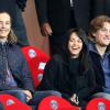 Pierre Sarkozy, Jean Sarkozy et sa femme Jessica Match de football Psg - Monaco au Parc des Princes - Le 22 septembre 2013.