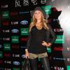 Paris Hilton, tout de cuir vêtue, a assisté au Storm Electronic Music Festival à Shanghaï (Chine), le 16 novembre 2013.
