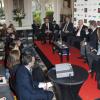 Christophe Ameeuw, Nelson Peossa, Jean-Luc Poulain et Virginie Coupérie-Eiffel à la conférence de presse des Gucci Masters 2013 aux Salons France Amériques de Paris, le 18 novembre 2013.