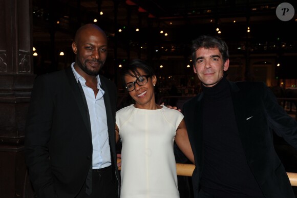 Exclusif : Harry Roselmack, Audrey Pulvar et Xavier de Moulin lors de la soirée des GQ Awards, édition française, au sein du museum d'histoire naturelle à Paris le 20 novembre 2013