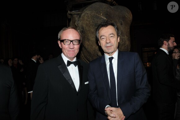 Exclusif : Bertrand Meheut et Michel Denisot lors de la soirée des GQ Awards, édition française, au sein du museum d'histoire naturelle à Paris le 20 novembre 2013