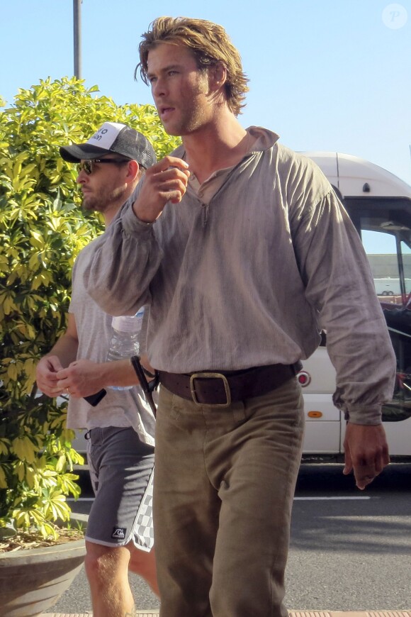Exclusif - Chris Hemsworth sur le tournage du film "Heart of the sea" sur l'île de la Gomera, Canaries, le 18 novembre 2013.