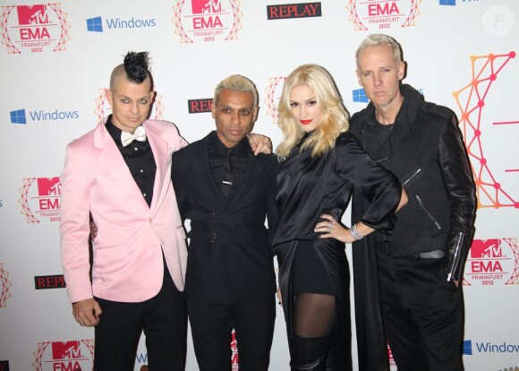 Adrian Young, Tony Kanal, Gwen Stefani et Tom Dumont du groupe No Doubt aux MTV Europe Music Awards (EMA) en Allemagne, le 11 novembre 2012.