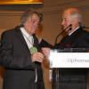 Jean-Pierre Mocky et Jacques Mailhot lors de la remise du prix Alphonse-Allais 2013 à la Société d'encouragement pour l'industrie nationale à Paris le 2 decembre 2013