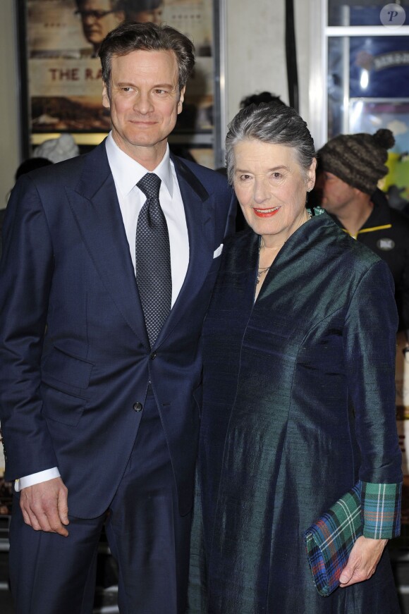 Colin Firth et Patti Lomax lors de la première du film Railway Man à Londres, le 4 décembre 2013.