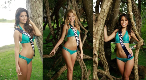 Miss Côte d'Auzur, Tahiti et Provence dévoilent leurs corps de déesses à quelques jours de l'élection de Miss France 2014, le 7 décembre 2013 à Dijon.