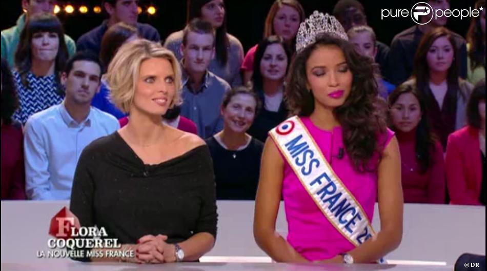 Flora Coquerel, Miss France 2014, sur le plateau du Grand Journal dans le PureZapping du 10 décembre 2013
