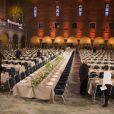 Les tables au banquet organisé en l'honneur des lauréats des Nobel 2013, à l'Hôtel de Ville de Stockholm le 10 décembre 2013