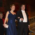 La ministre suédoise Anna-Karin Hatt et Kenneth Macartney (ambassadeur du Canada en Suède) au banquet organisé en l'honneur des lauréats des Nobel 2013, à l'Hôtel de Ville de Stockholm le 10 décembre 2013